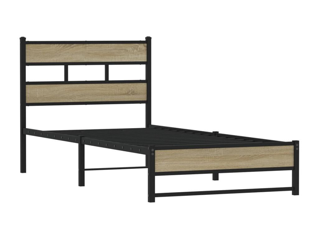 Cadre de lit en métal sans matelas chêne Ventoriq 90x200 cm KBXY90993
