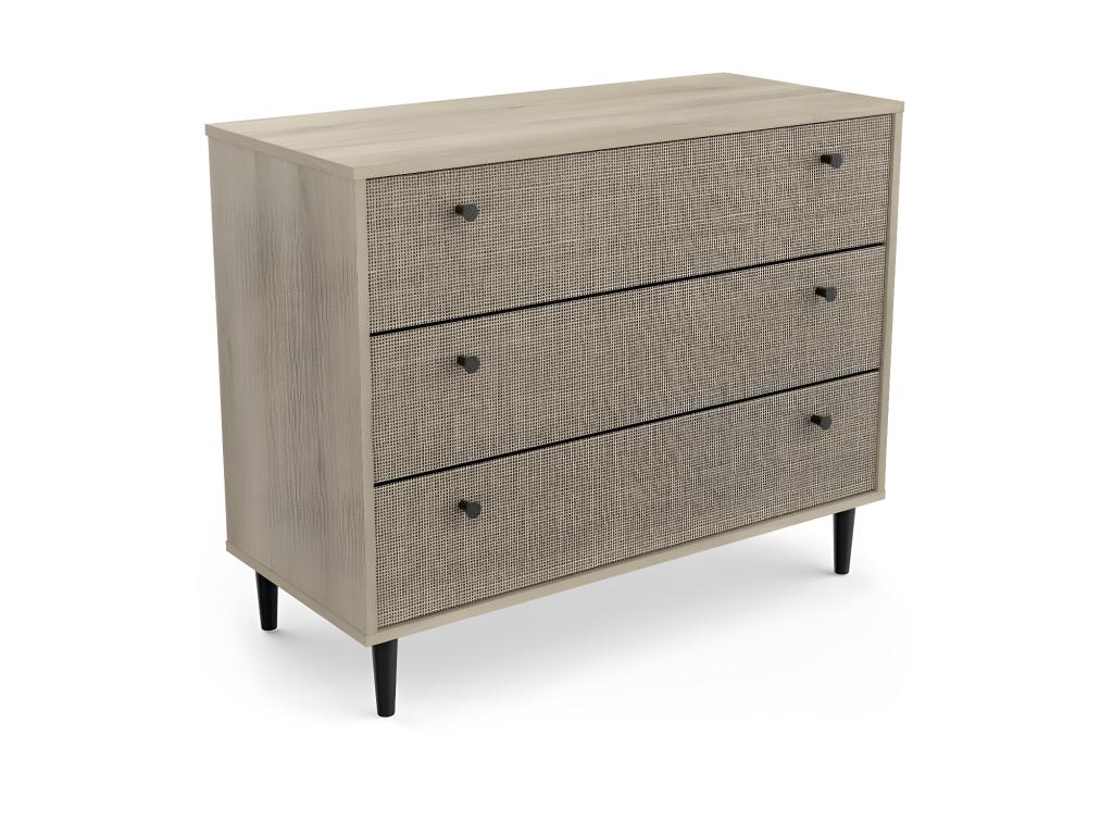 Commode 3 tiroirs Chêne clair - Ventoriq - L 90,5 xl 39,5 x H 72,5 cm PRHF56294
