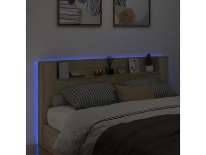Armoire tête de lit avec LED chêne Lumenao 200x16,5x103,5 cm EZGI49080