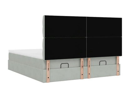 Cadre de lit ottoman et matelas gris clair 180x200cm velours GNUX73749