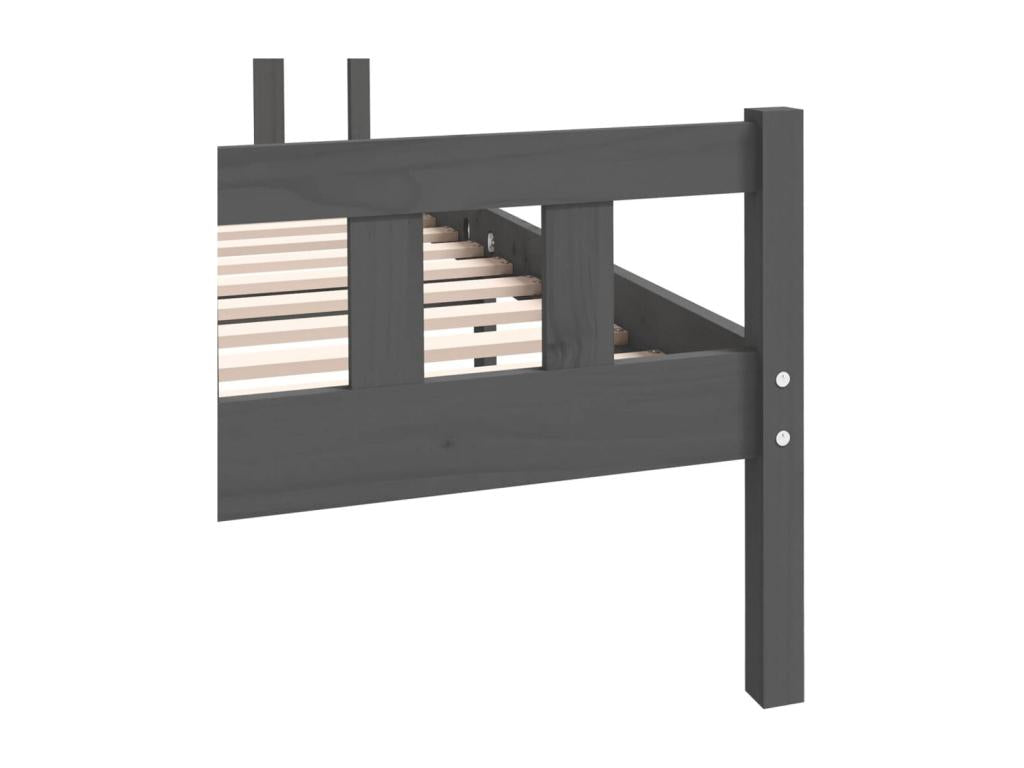 Cadre de lit sans matelas gris bois massif 140x190 cm SWZP12211