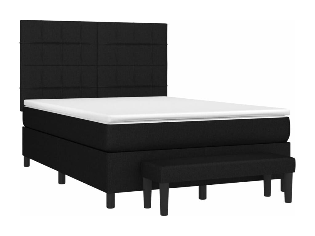 Lit à sommier tapissier avec matelas Noir 140x190 cm Tissu SBPZ84926