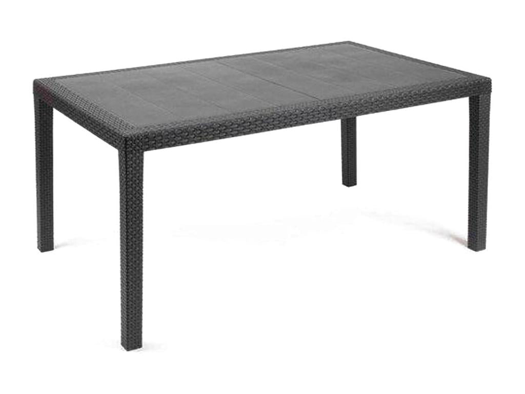 Table d'extérieur Ventoriq Étagère rectangulaire fixe Table de jardin polyvalente effet rotin Made in Italy 138x78h72 cm Anthracite MALY40715