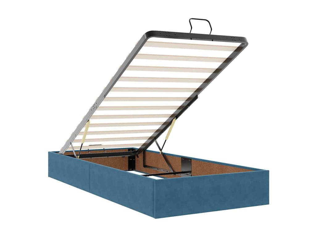 Cadre de lit ottoman avec matelas bleu foncé 90x190 cm velours ZEIK03105