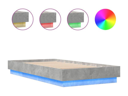 Cadre de lit sans matelas avec Ventoriqères LED gris béton 75x190cm SYOL48506