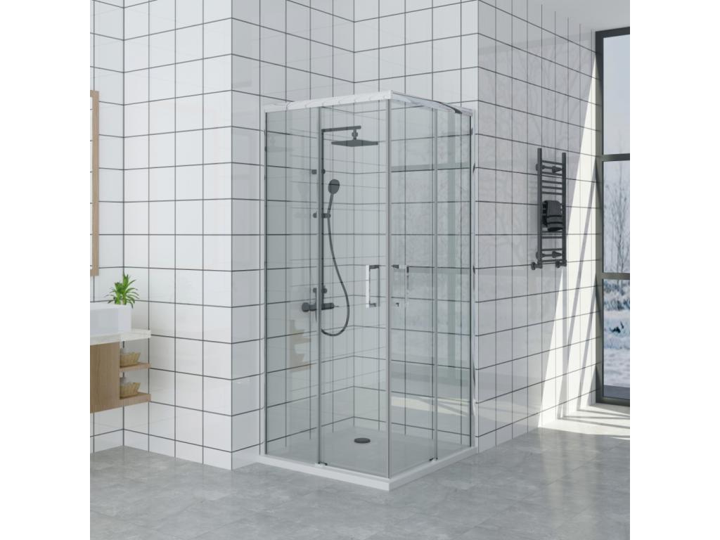 Receveur de Douche 85x95 cm Ligne Ventoriq Extra Fin Noir Cabine de Douche 85x95 cm Haut 200 cm avec Ouverture d'angle JJVA15464