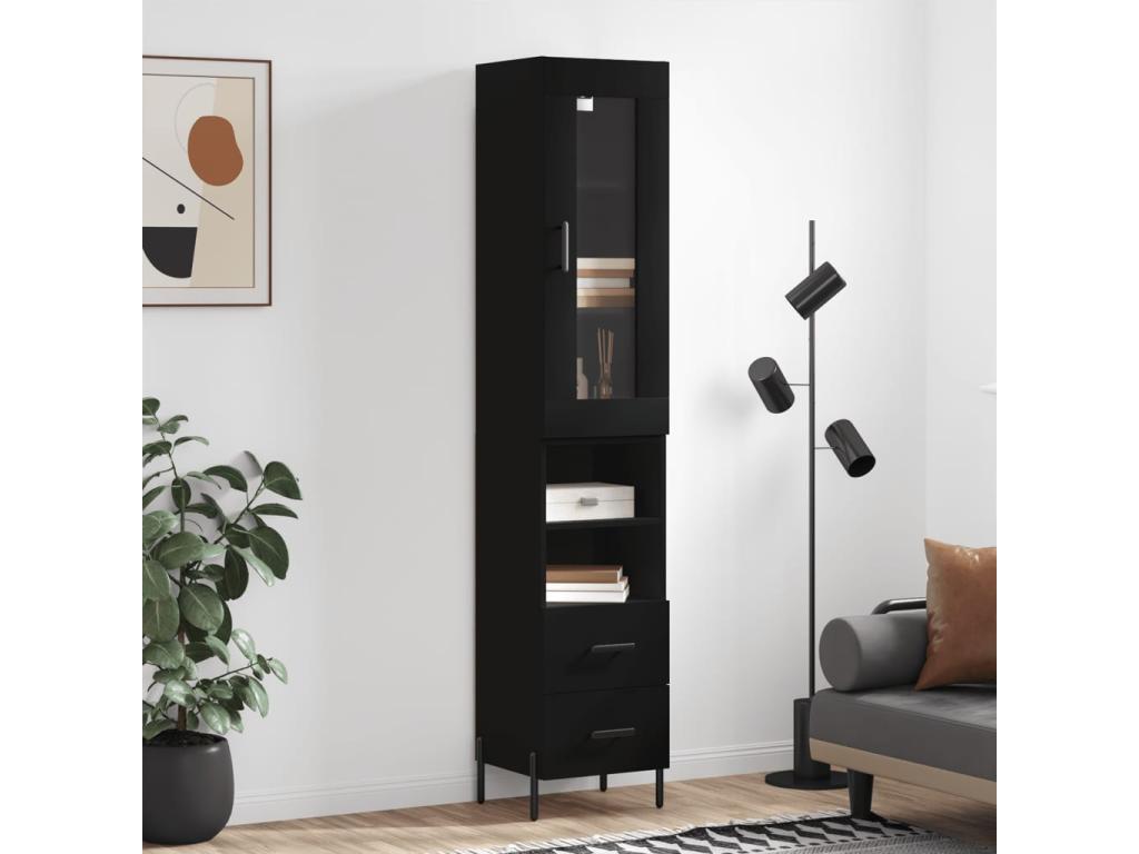 Buffet haut Noir 34,5x34x180 cm Bois d'ingénierie YVCX60530