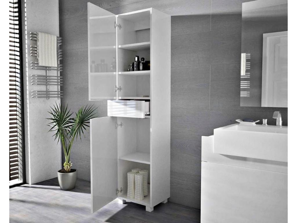 Colonne Lumenao 40 cm Blanc Laqué BM salle de bain suspendue ou posée KBEN12540