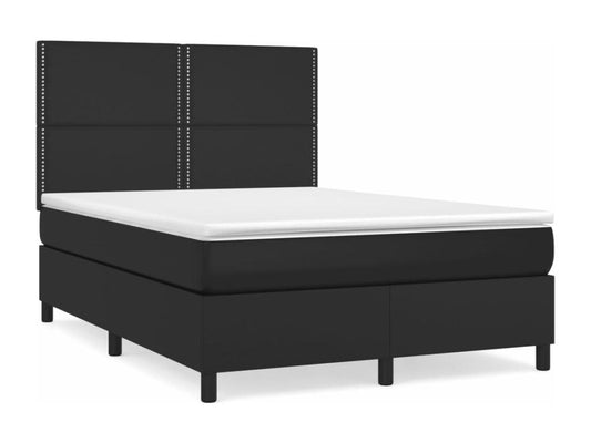 Lit à sommier tapissier avec matelas Noir 140x190 cm Similicuir JVEZ46402