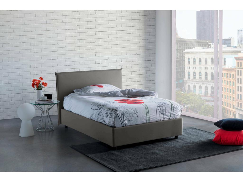 Lit double Ventoriq lit coffre avec revêtement en tissu Made in Italy ouverture frontale adaptée pour matelas 120x190 cm gris HJVK01154
