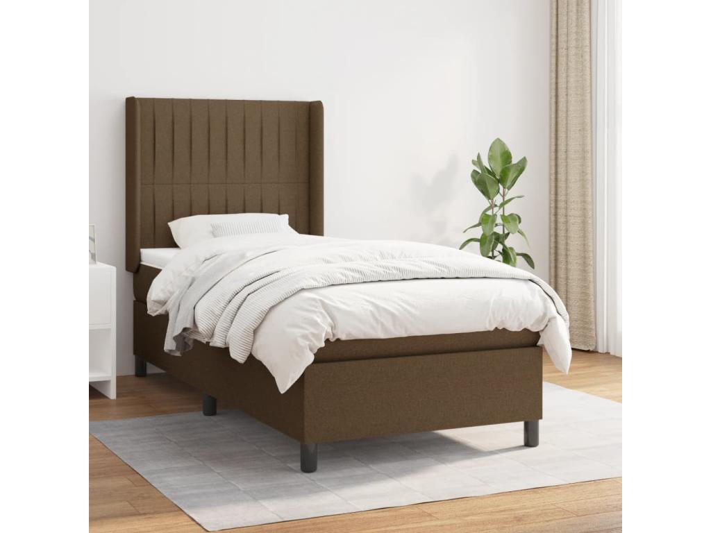 Lit à sommier tapissier avec matelas Marron foncé 100x200 cm SMPK16753