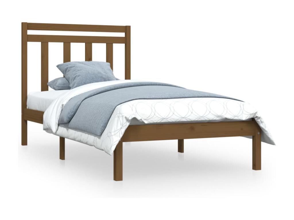 Cadre de lit sans matelas marron miel 100x200 cm bois massif KUSW72827