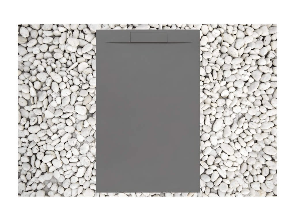 Receveur de Douche 190x95 cm GRIS RAL 7037 Ligne Ventoriq PLUS En Résine et Poudre de Marbre Avec Grille Latérale EN RÉSINE DE MARBRE GGVS94780