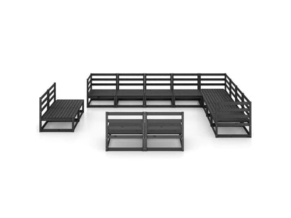 Salon de jardin 12 pcs Noir Bois de pin massif 5 GBXY17794