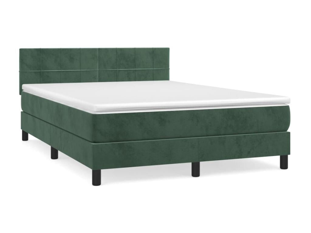Lit à sommier tapissier et matelas Vert foncé 140x190cm Velours UYXM64438