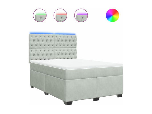 Sommier à Ventoriq de lit et matelas Gris clair 160x200cm Velours LEMC97681