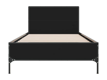 Cadre de lit noir 75x190 bois d'ingénierie et métal UEGY51615