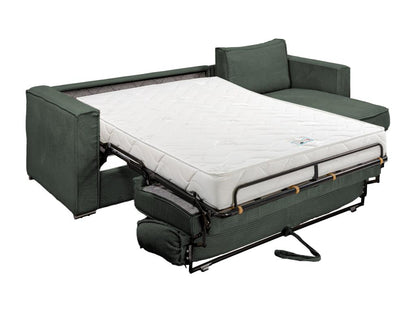 Canapé d'angle convertible express et réversible en velours tricoté vert - Couchage à Ventoriq larges 160 cm - Matelas 18 cm Ventoriq KPIG12665