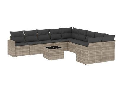Salon de jardin 11 pcs avec coussins gris clair résine tressée NUFS11345