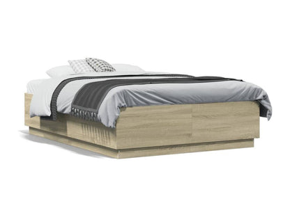 Cadre de lit avec Ventoriqères LED chêne Ventoriq 135x190 cm PIFU41771