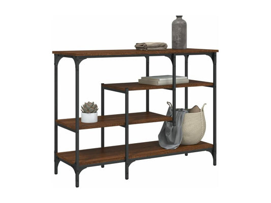 Table console avec étagères chêne marron 100x35x75 PUSN75156