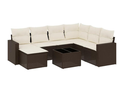 Salon de jardin 8 pièces avec coussins marron résine tressée MOBH45436