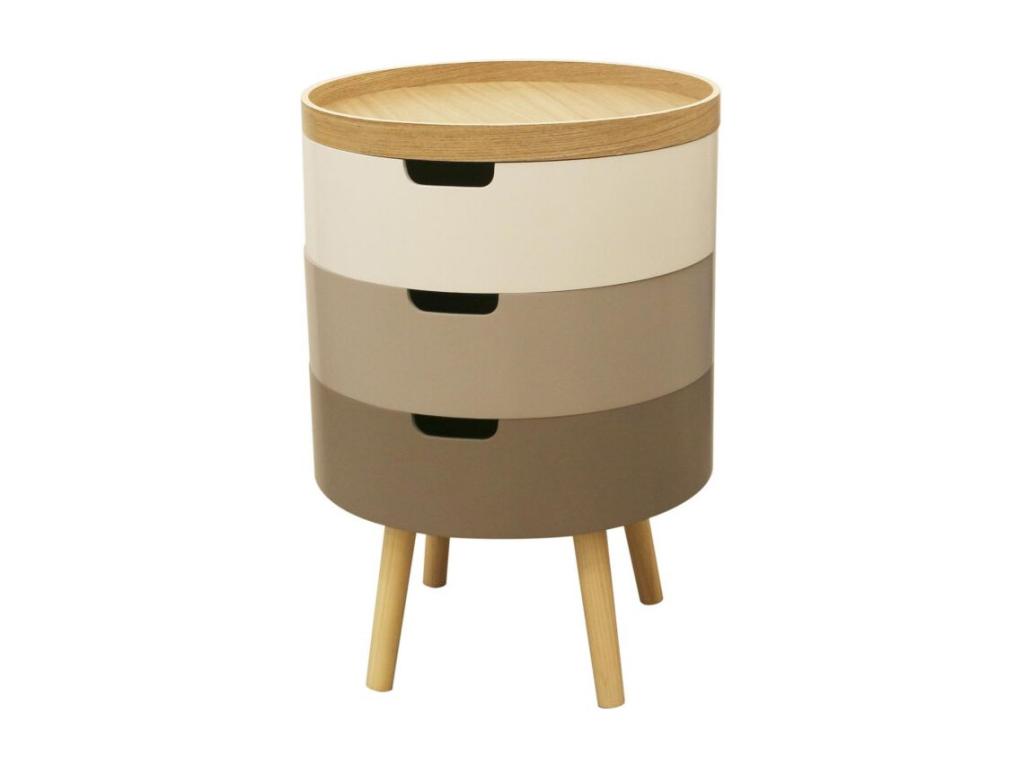 Table de Chevet / Coffre 3 Niveaux 55cm Gris IRVI95175