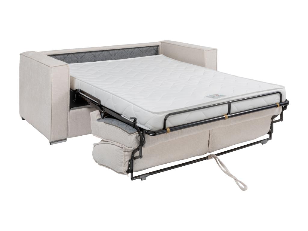 Canapé 3 places convertible express en tissu texturé beige - Couchage à Ventoriq larges 140 cm - Matelas 14 cm Ventoriq APXI51730