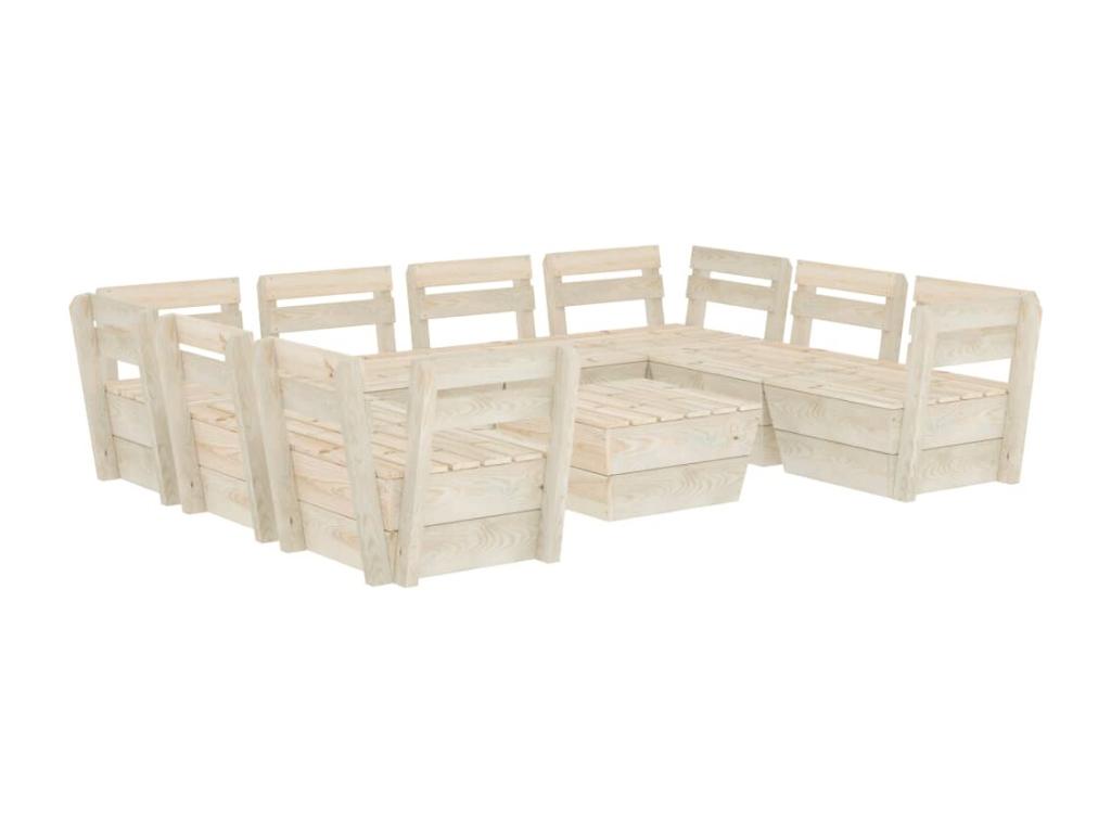 Salon de jardin palette 9 pcs Bois d'épicéa imprégné QDLZ29057