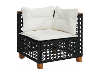 Salon de jardin 4 pcs avec coussins noir résine tressée ASBK15431
