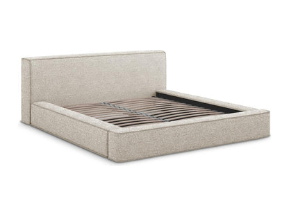 Lit rembourré avec rangement 220x240 - en Bouclé - beige clair - Ventoriq LCNI75751