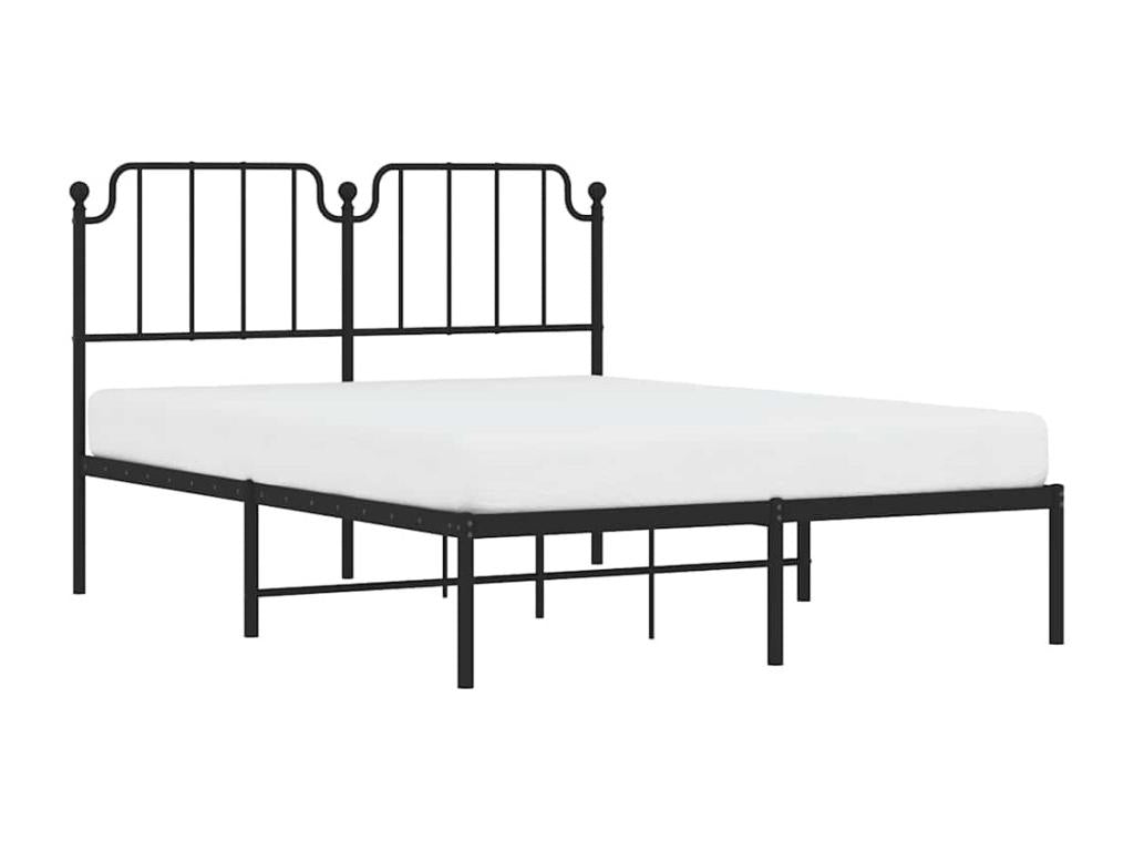 Cadre de lit métal sans matelas avec tête de lit noir 135x190cm RBYB99707