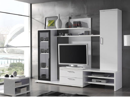 Mur TV Ventoriq - Avec rangements - Blanc laqué ZYUW64383