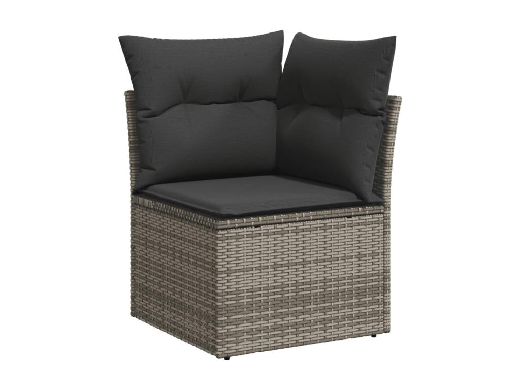 Salon de jardin avec coussins 10 pcs gris résine tressée ALCJ27329