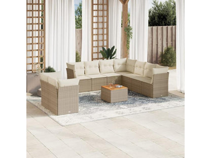 Salon de jardin 11 pcs avec coussins beige résine tressée IFAF70093