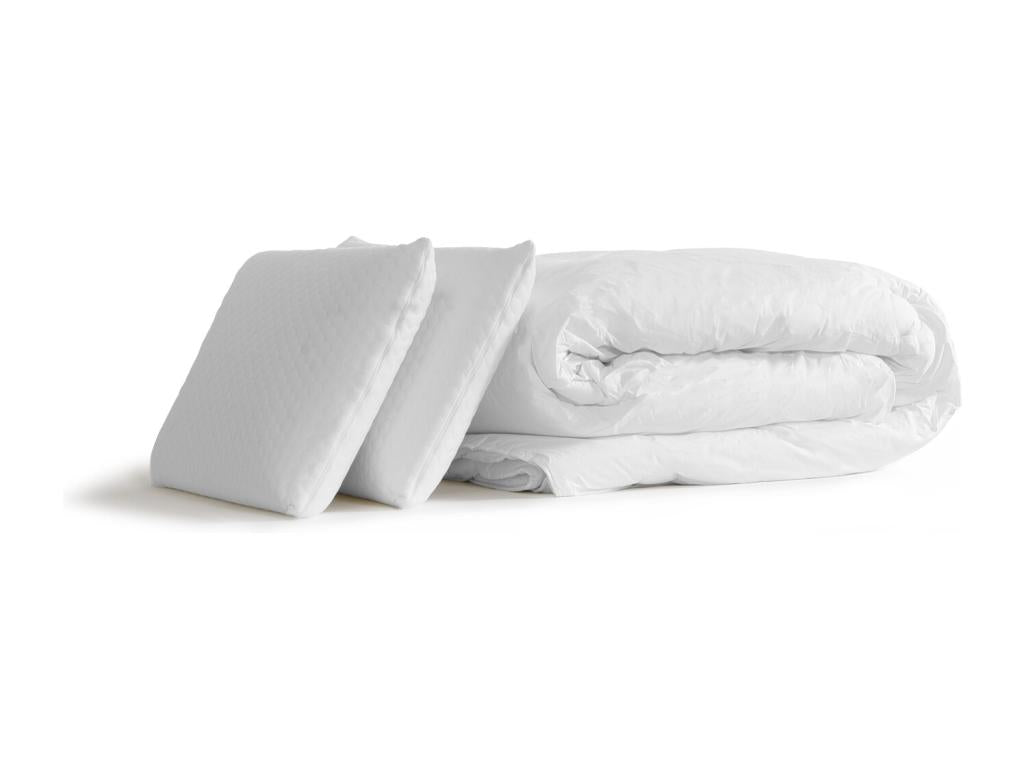 Pack sommier matelas SOFT 140x190 2 oreillers mémoire de forme Couette Percale LUZR76155