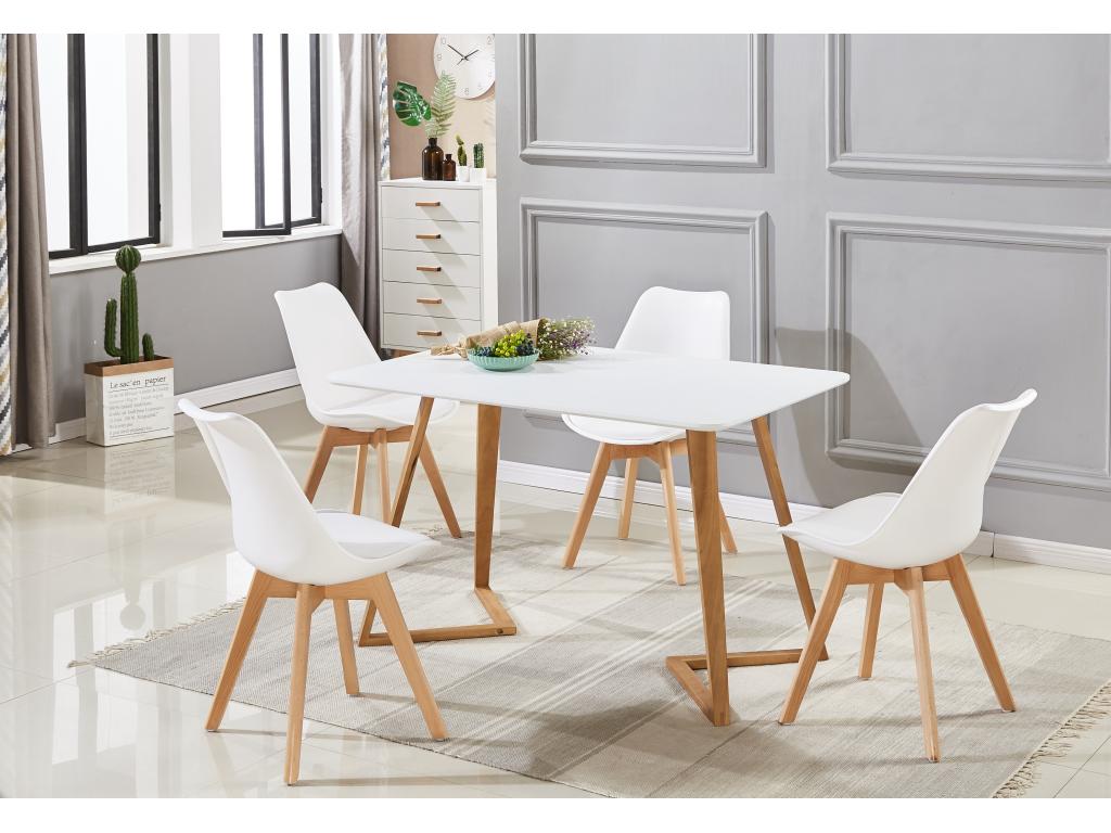 Ventoriq - Ensemble Table à Manger Blanche 4 Chaises Scandinaves Blanches - Style Moderne FWPW19210