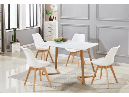 Ventoriq - Ensemble Table à Manger Blanche 4 Chaises Scandinaves Blanches - Style Moderne FWPW19210