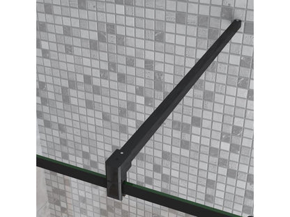 Paroi de douche 140x200cm fixe à l'italienne avec barre de fixation noire carrée 140cm en 8mm verre anticalcaire style moderne BYIS16279