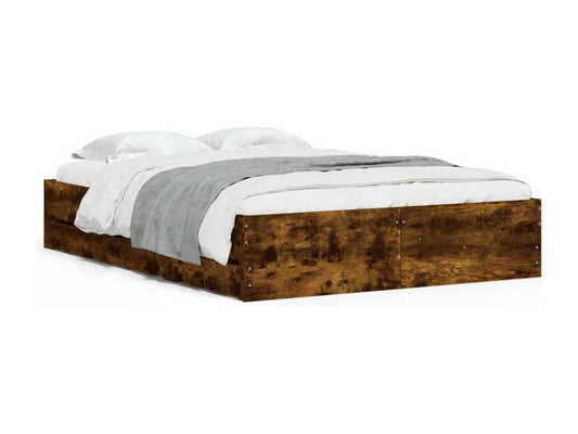 Cadre de lit et tiroirs chêne fumé 120x190 cm bois d'ingénierie ASHT83628